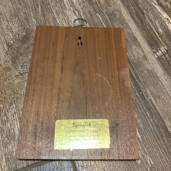 Vintage 70s Springbok Wood Original Painting Mary Hamilton “Woodtints Girl” - Picture 3 of 5